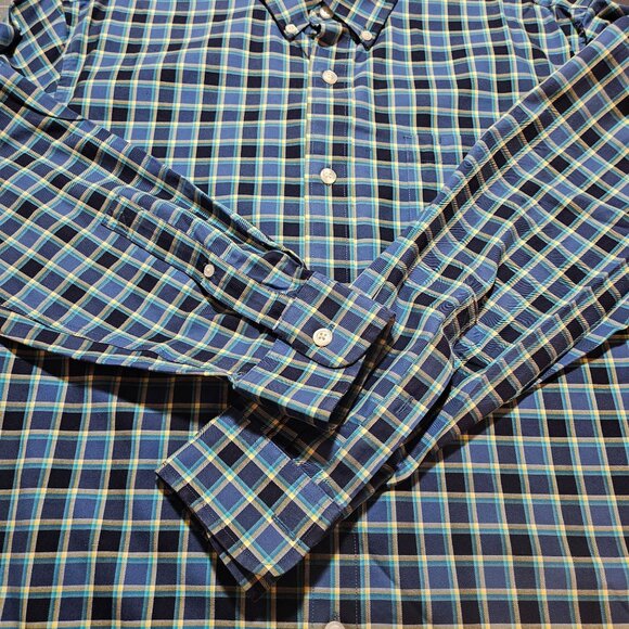 Mens Duluth Trading Co. Blue Plaid Long Sleeve Button-Down Shirt Cotton Blend Cl - Picture 5 of 16